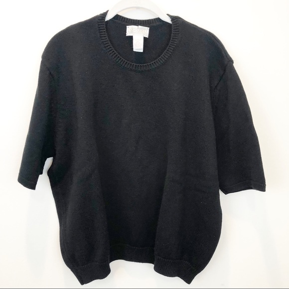 Lands' End Sweaters - Lands’ End short sleeve cotton black sweater